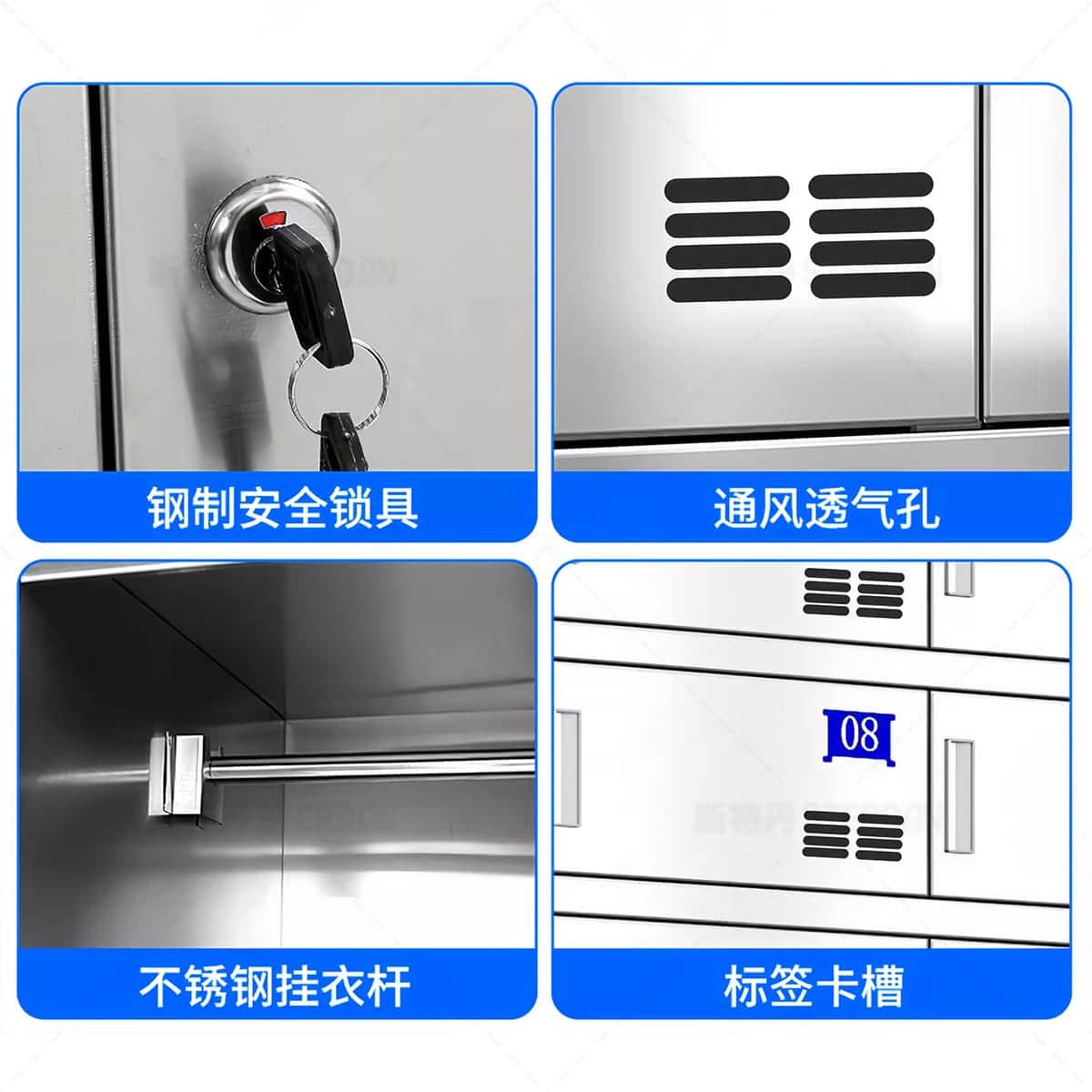 STERDAN 201不锈钢二门更衣柜(平顶) - 图片 5